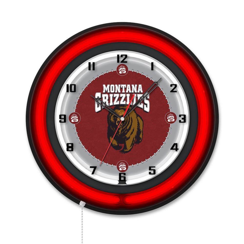 University of Montana 19" Double Neon Wall Clock. Picture 1