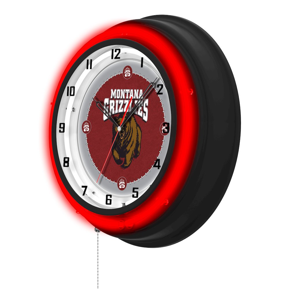 University of Montana 19" Double Neon Wall Clock. Picture 2