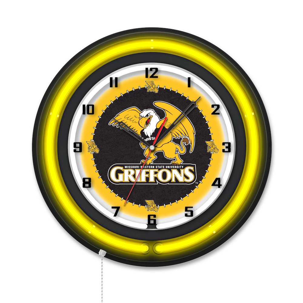 Missouri Western State University 19" Double Neon Wall Clock. Picture 1