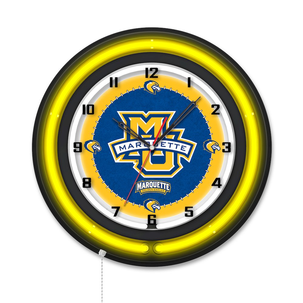 Marquette University 19" Double Neon Wall Clock. Picture 1