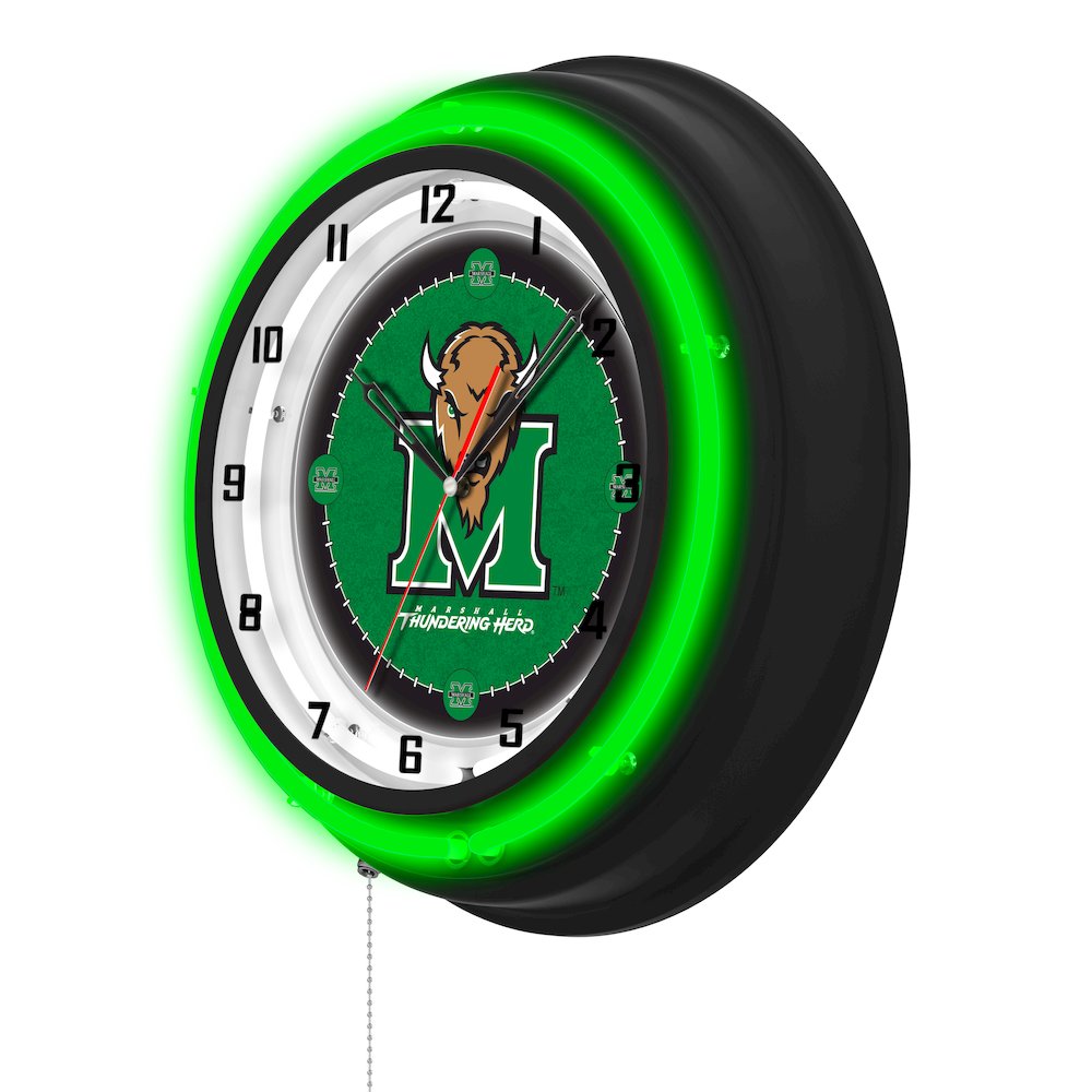 Marshall University 19" Double Neon Wall Clock. Picture 2