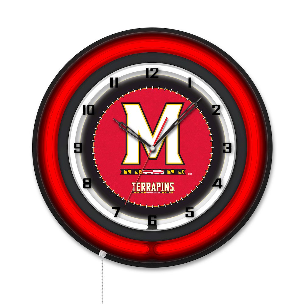 University of Maryland 19" Double Neon Wall Clock. Picture 1