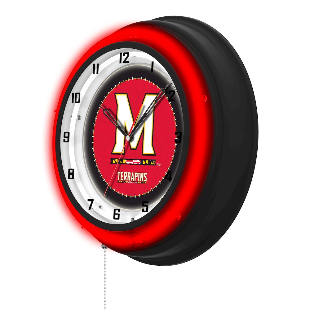University of Maryland 19" Double Neon Wall Clock. Picture 2