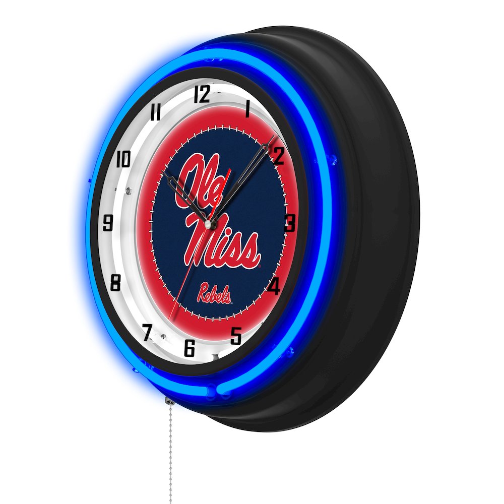 University of Mississippi 19" Double Neon Wall Clock. Picture 2