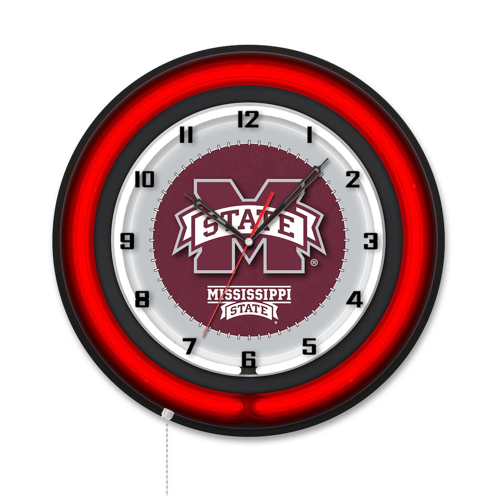 Mississippi State University 19" Double Neon Wall Clock. Picture 1