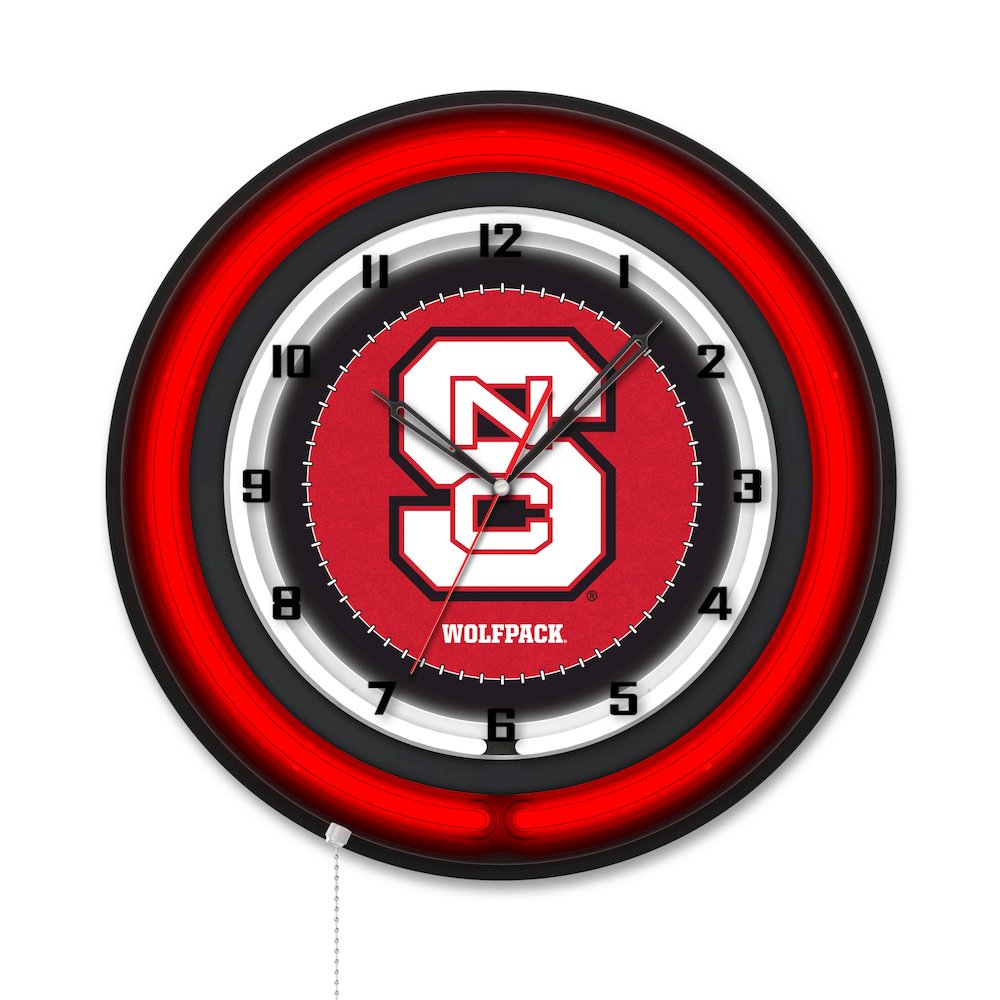 North Carolina State University 19" Double Neon Wall Clock. Picture 1
