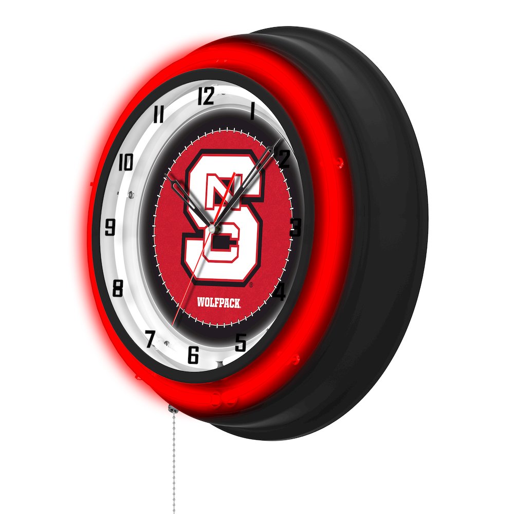 North Carolina State University 19" Double Neon Wall Clock. Picture 2
