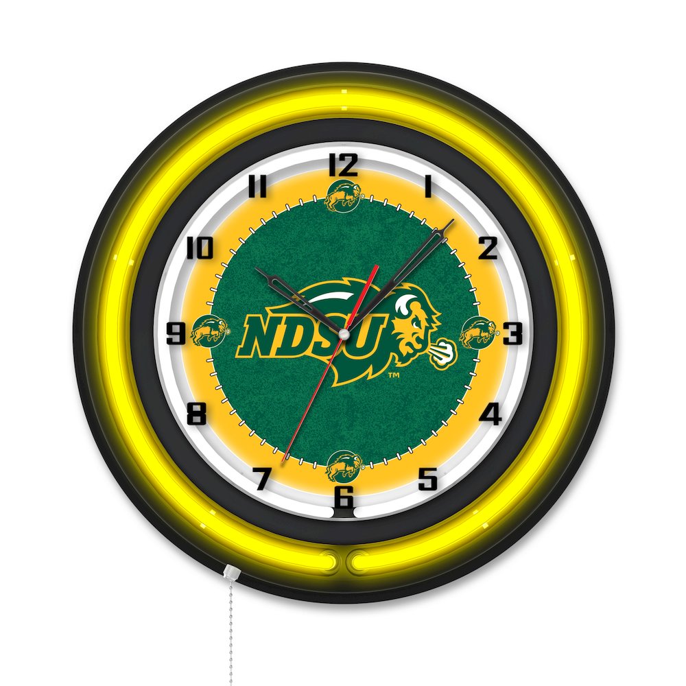 North Dakota State University 19" Double Neon Wall Clock. Picture 1