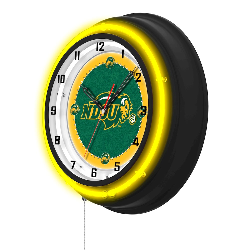 North Dakota State University 19" Double Neon Wall Clock. Picture 2