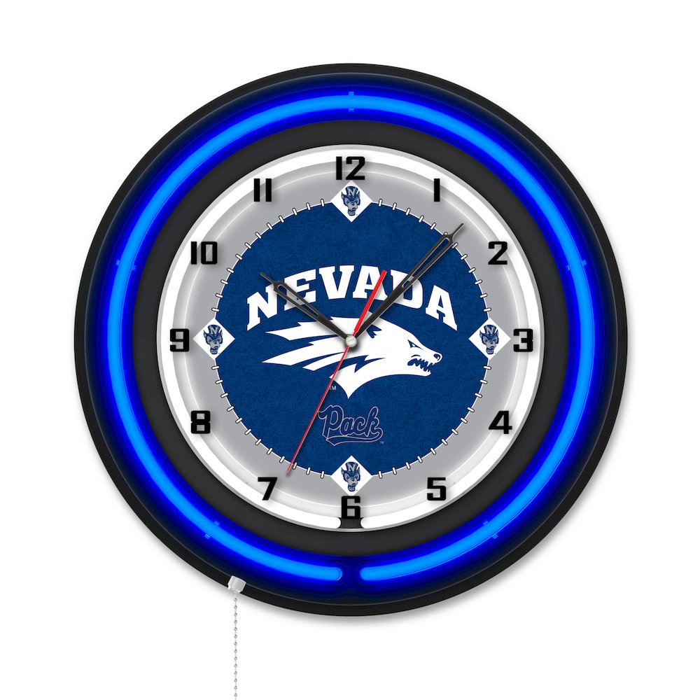 University of Nevada 19" Double Neon Wall Clock. Picture 1