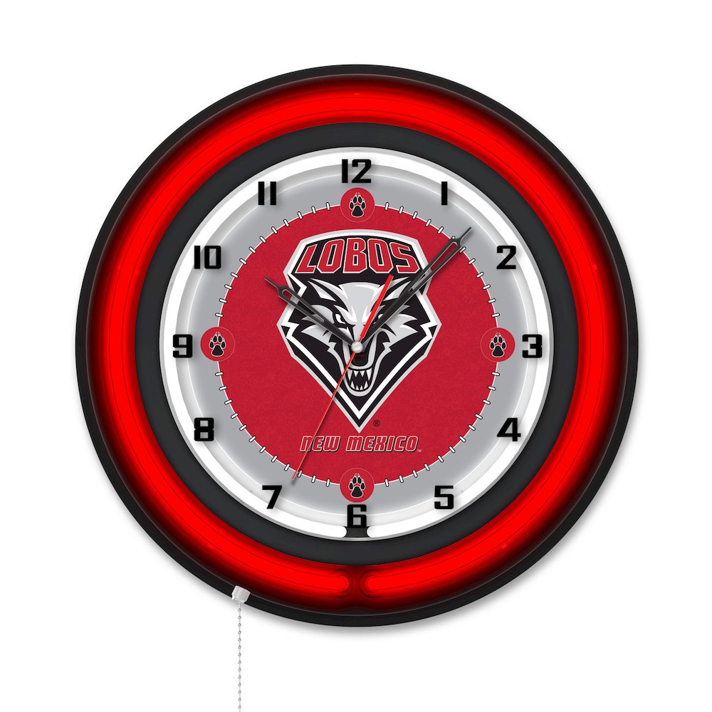 University of New Mexico 19" Double Neon Wall Clock. Picture 1
