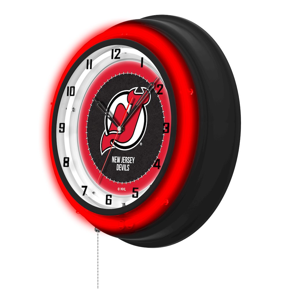 New Jersey Devils 19" Double Neon Wall Clock. Picture 2