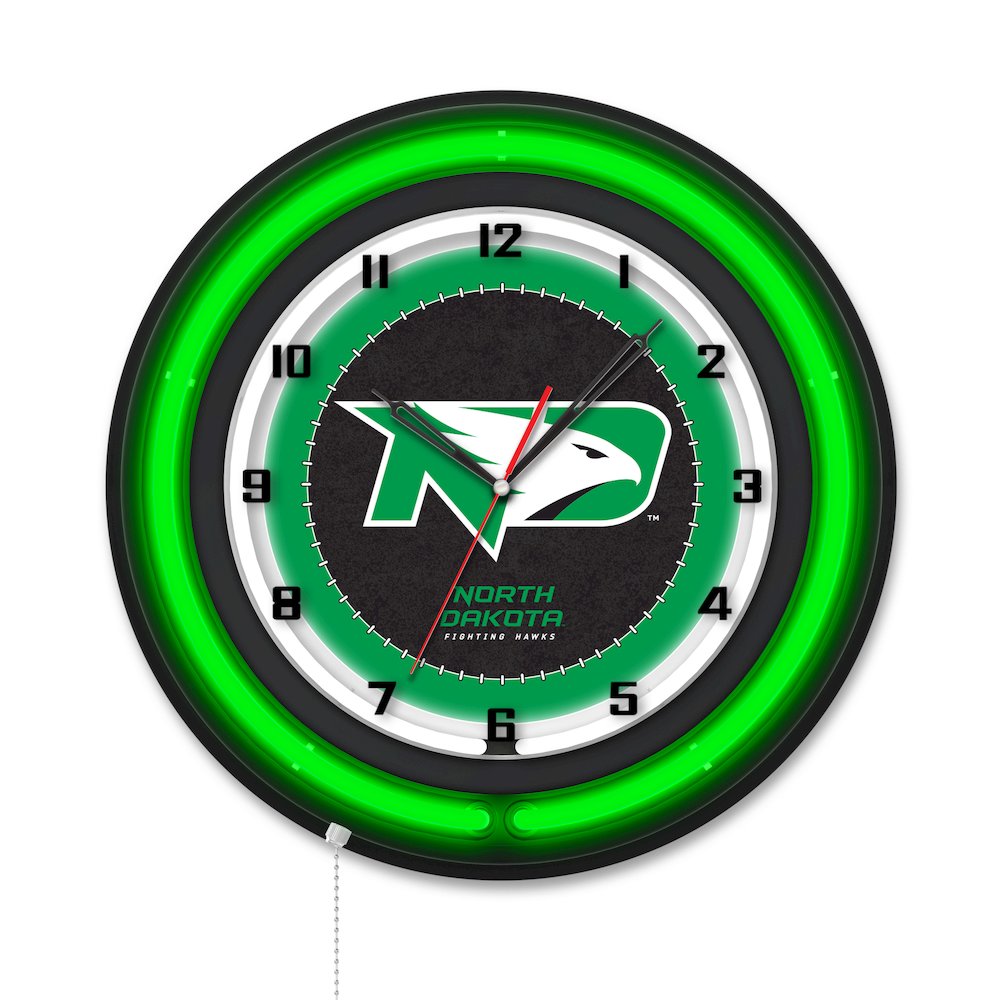 University of North Dakota 19" Double Neon Wall Clock. Picture 1