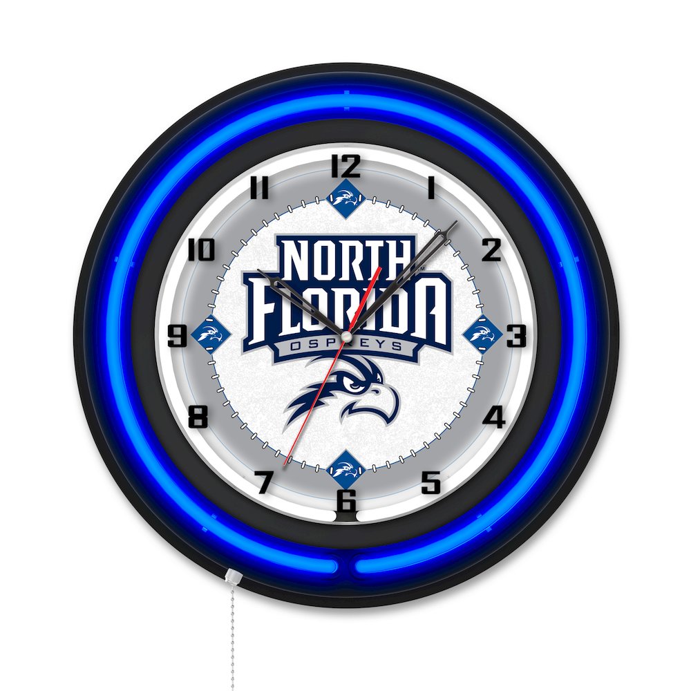 University of North Florida 19" Double Neon Wall Clock. Picture 1