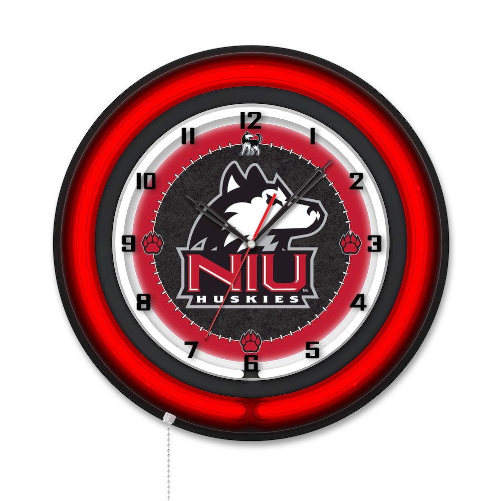 University of Northern Illinois 19" Double Neon Wall Clock. Picture 1
