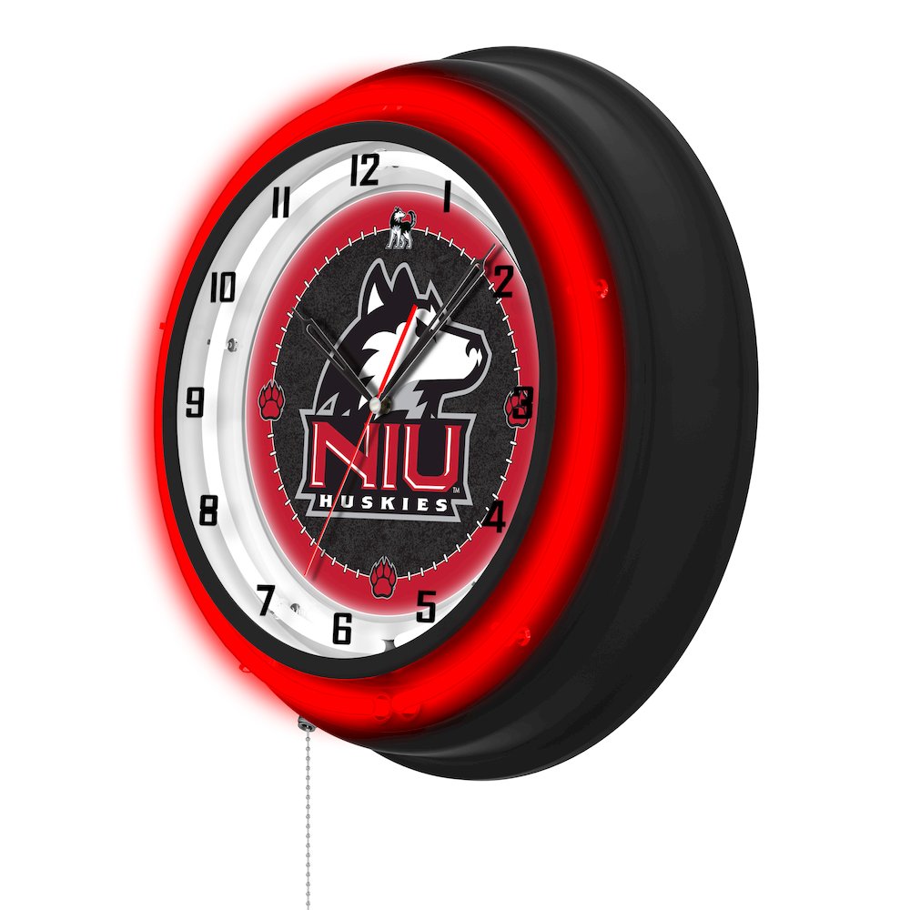 University of Northern Illinois 19" Double Neon Wall Clock. Picture 2