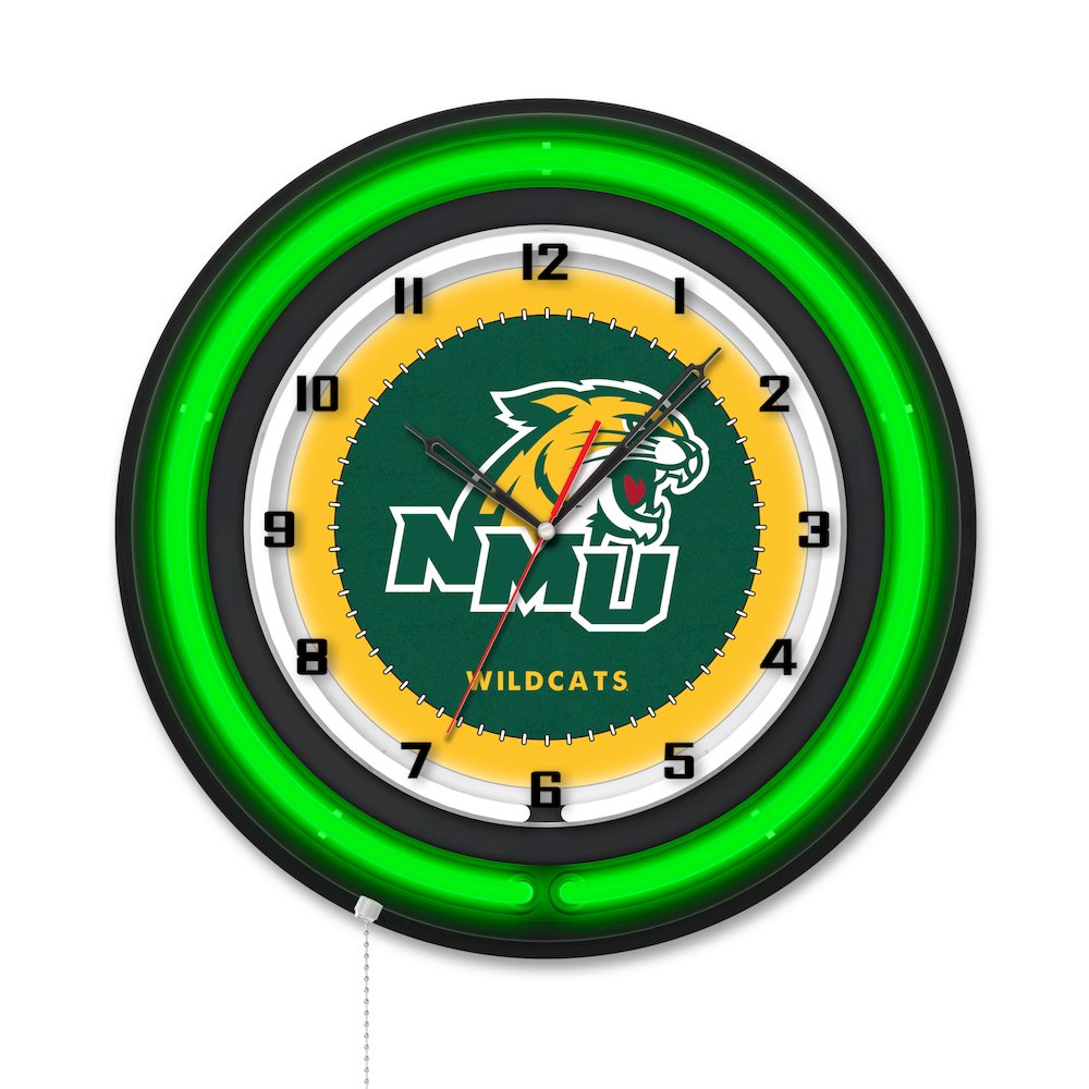 Northern Michigan University 19" Double Neon Wall Clock. Picture 1