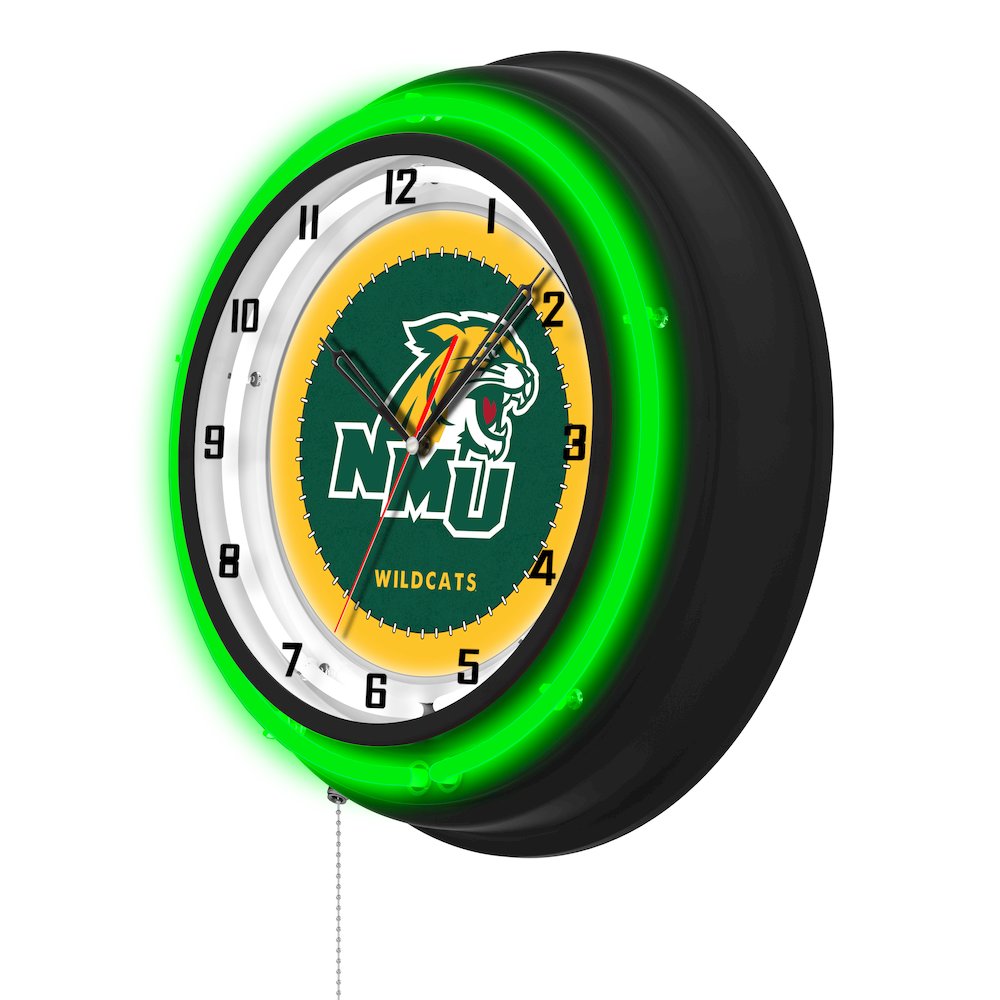 Northern Michigan University 19" Double Neon Wall Clock. Picture 2