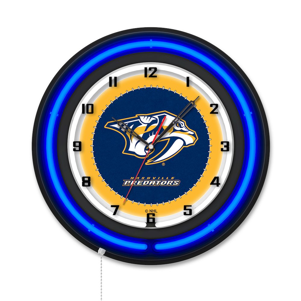 Nashville Predators 19" Double Neon Wall Clock. Picture 1