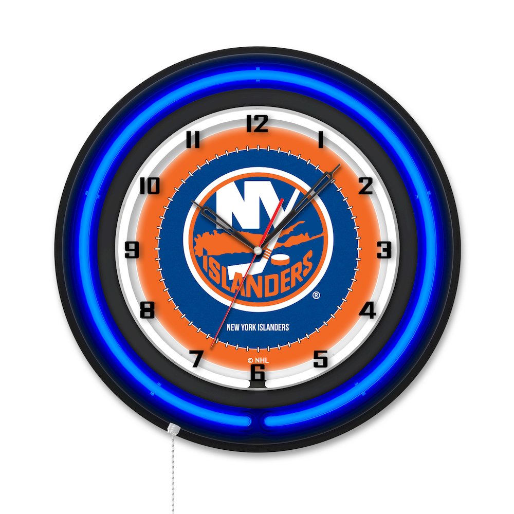 New York Islanders 19" Double Neon Wall Clock. Picture 1