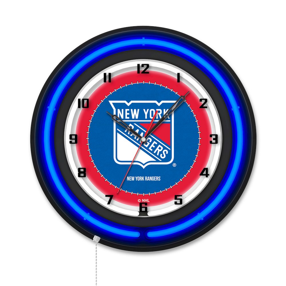 New York Rangers 19" Double Neon Wall Clock. Picture 1