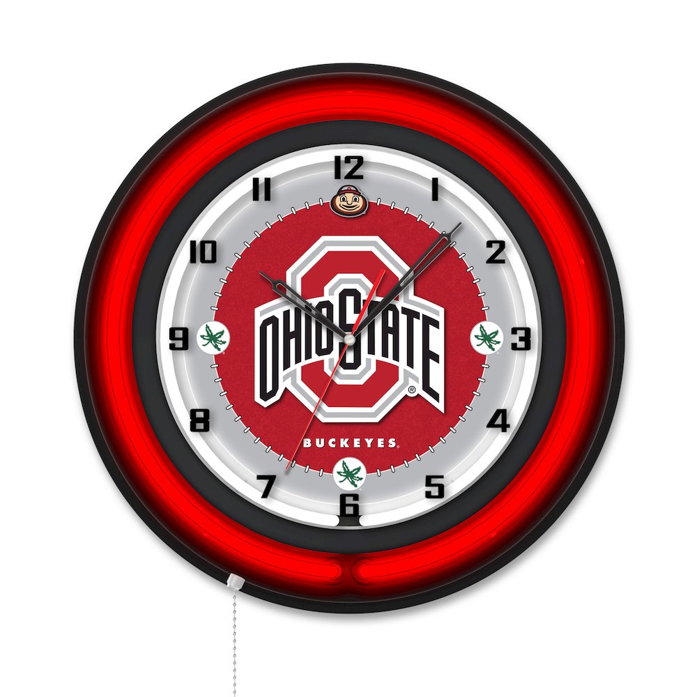 Ohio State University 19" Double Neon Wall Clock. Picture 1