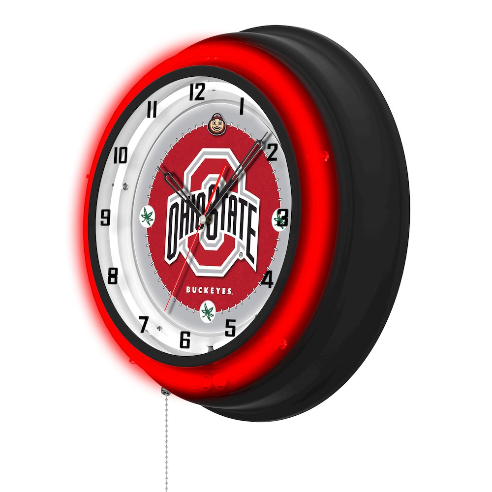 Ohio State University 19" Double Neon Wall Clock. Picture 2