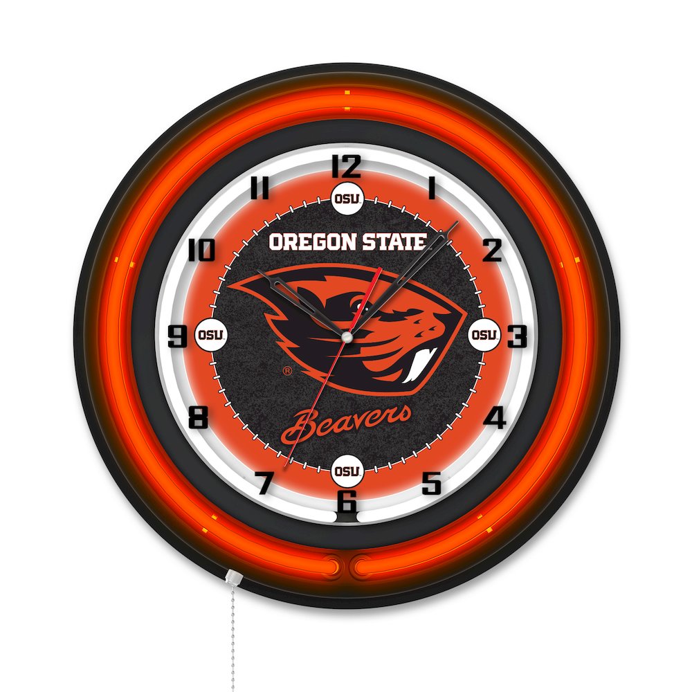 Oregon State University 19" Double Neon Wall Clock. Picture 1