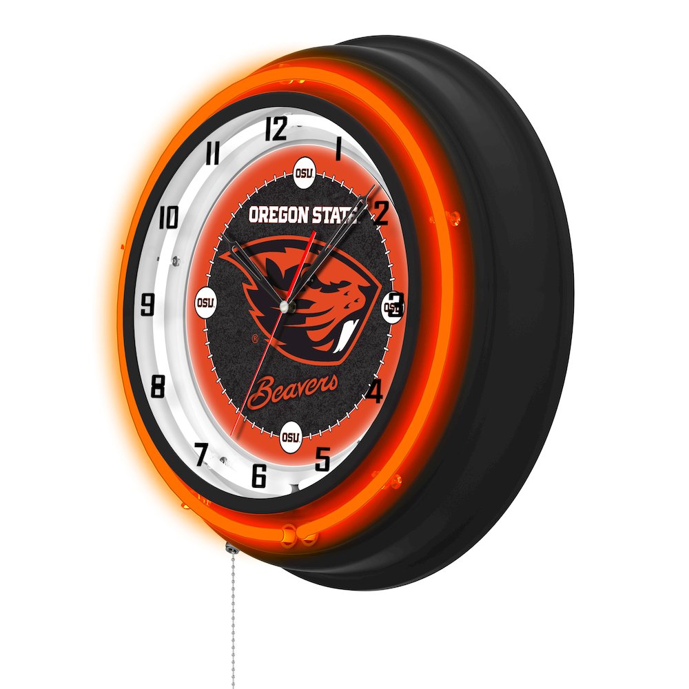 Oregon State University 19" Double Neon Wall Clock. Picture 2