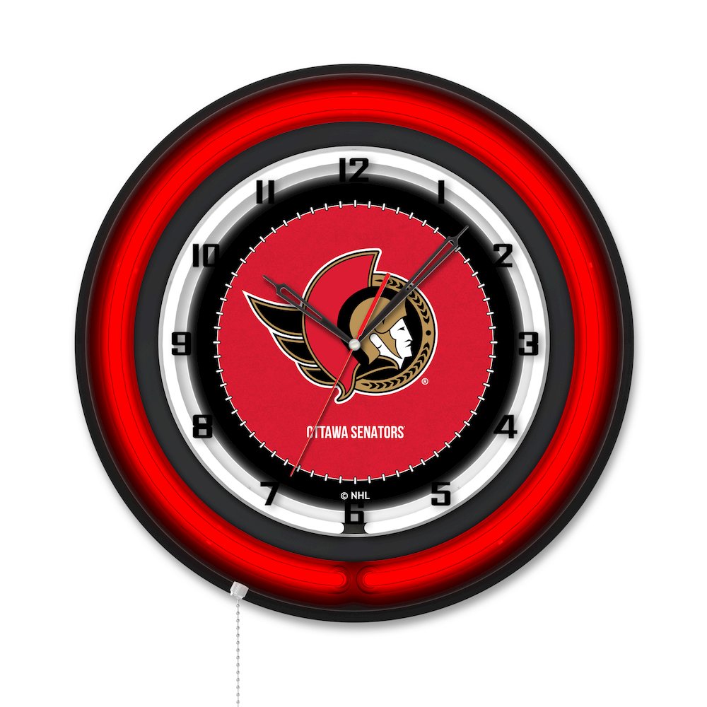Ottawa Senators 19" Double Neon Wall Clock. Picture 1