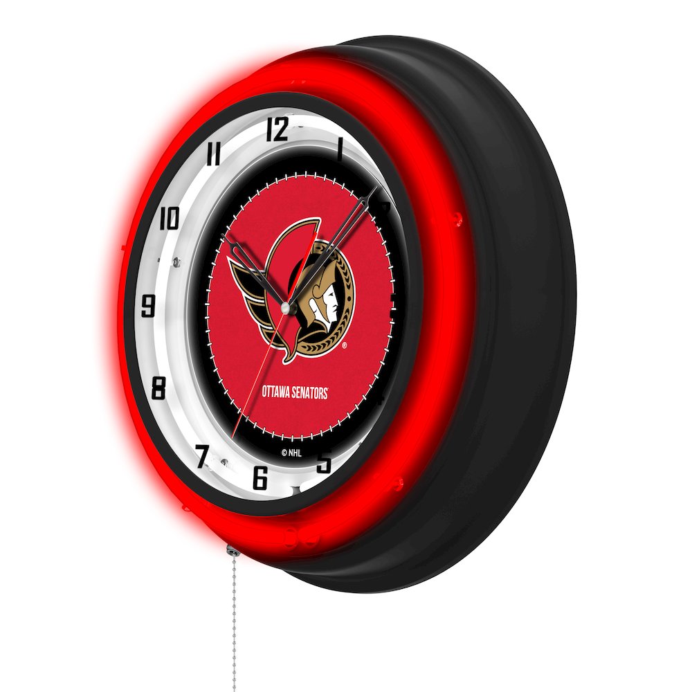 Ottawa Senators 19" Double Neon Wall Clock. Picture 2