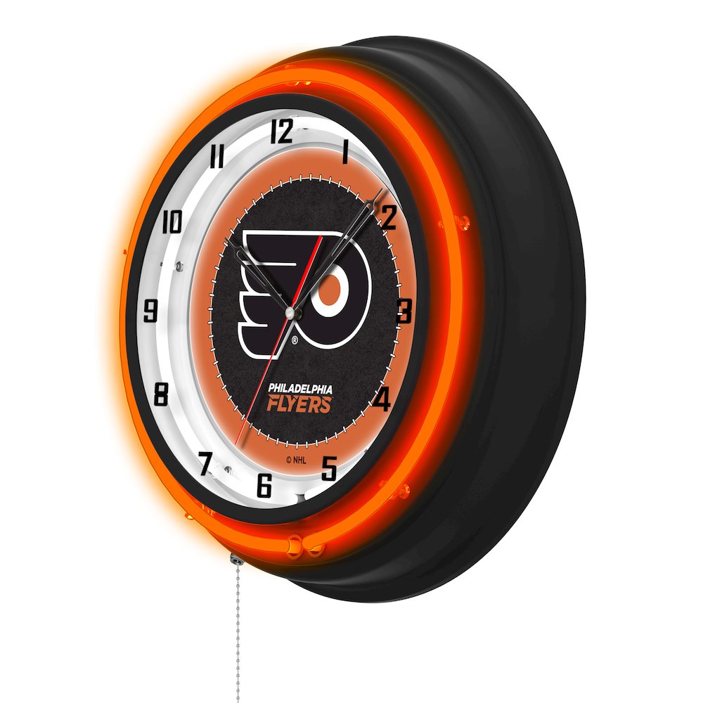 Philadelphia Flyers 19" Double Neon Wall Clock. Picture 2
