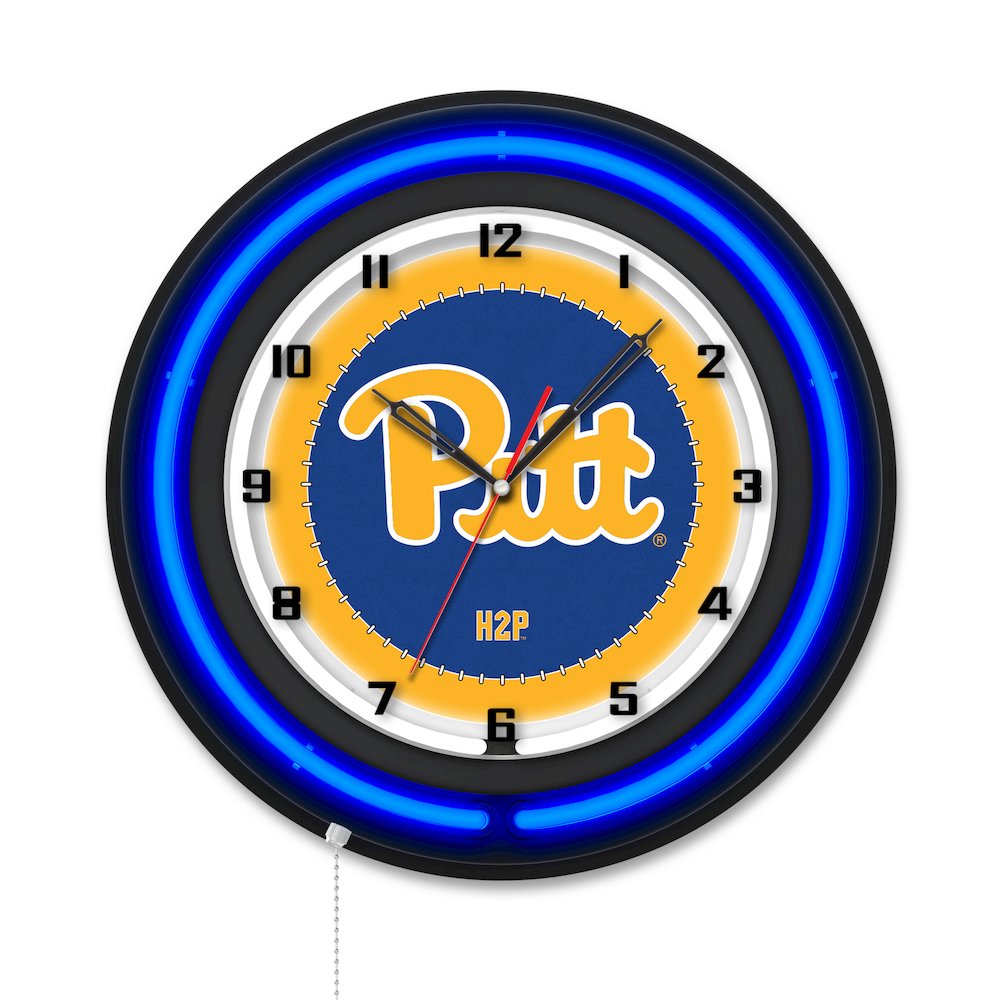 University of Pittsburgh 19" Double Neon Wall Clock. Picture 1