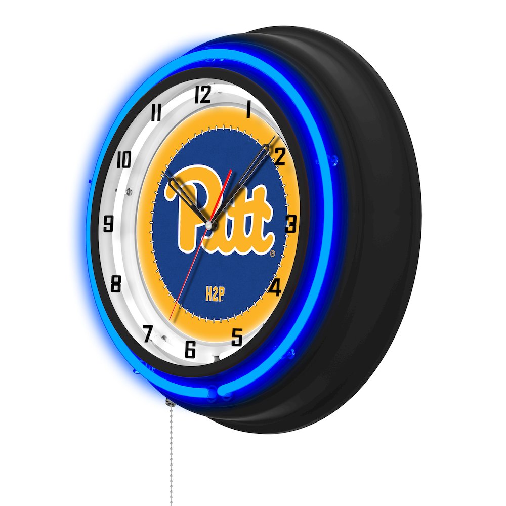 University of Pittsburgh 19" Double Neon Wall Clock. Picture 2