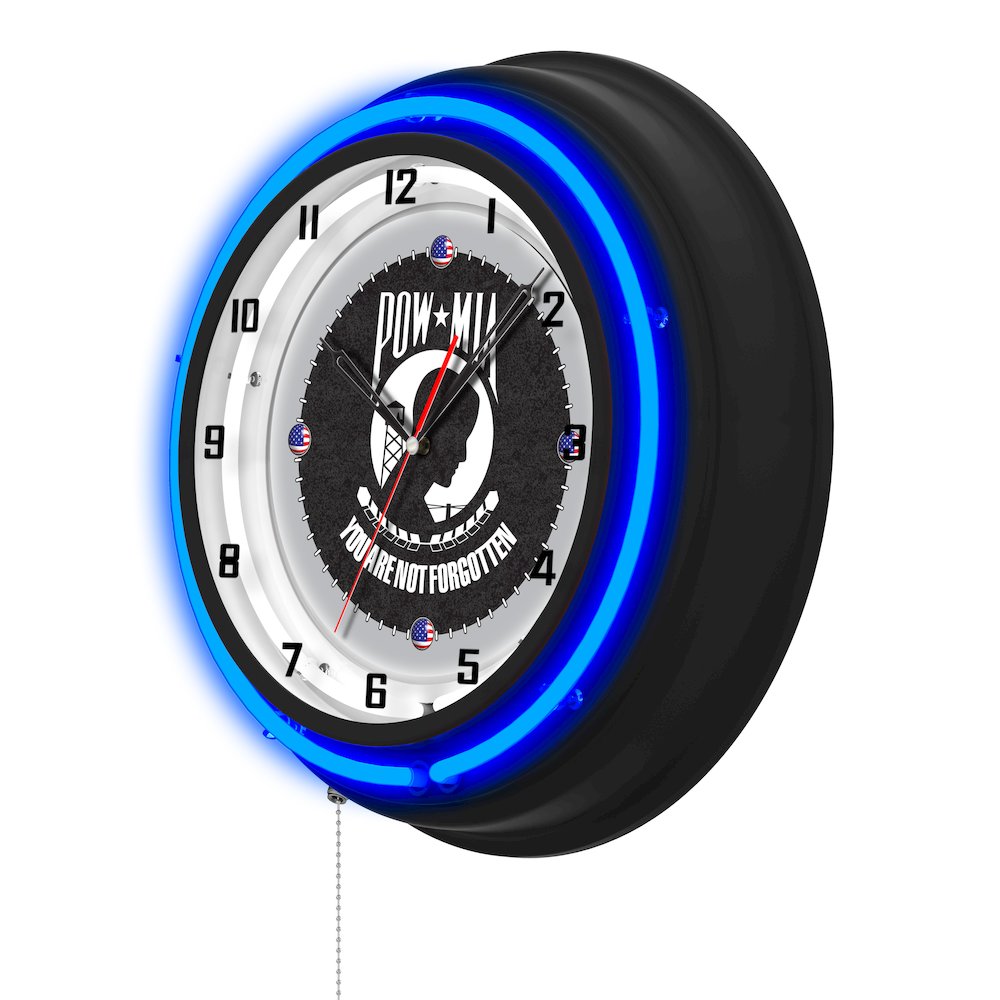 POW/MIA 19" Double Neon Wall Clock. Picture 2