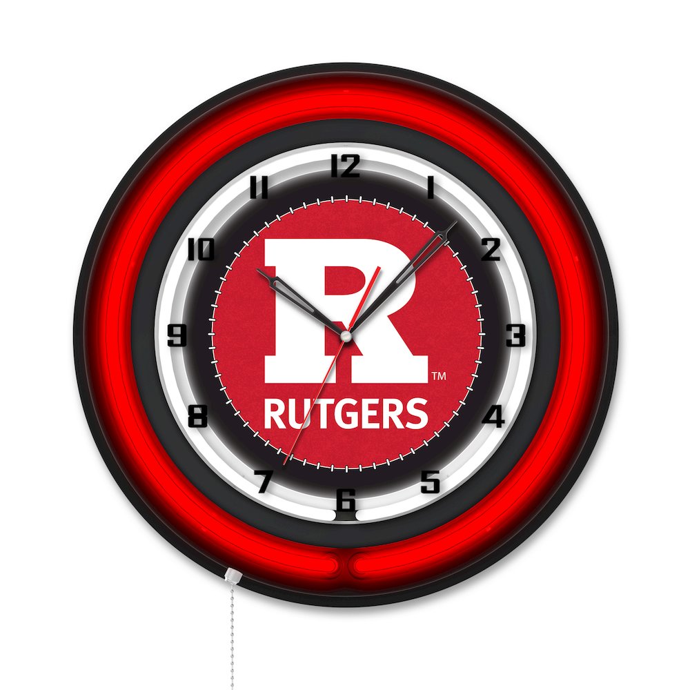 Rutgers 19" Double Neon Wall Clock. Picture 1