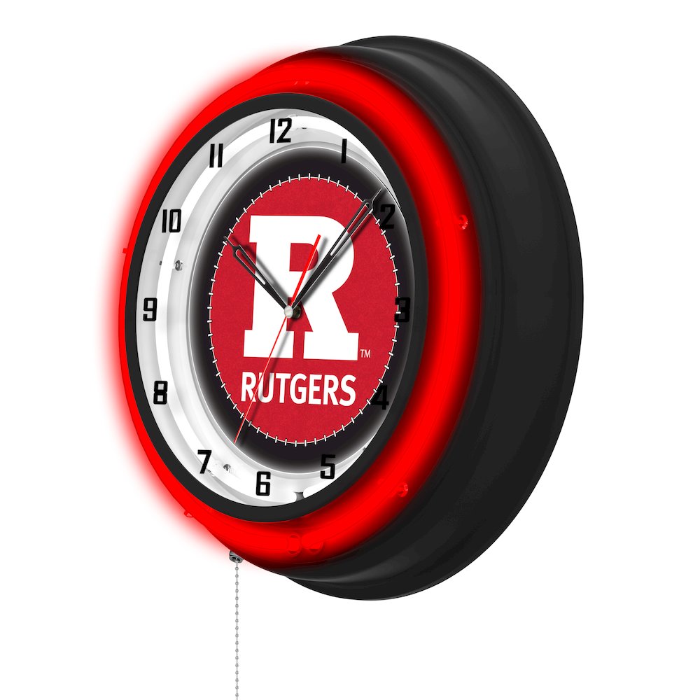 Rutgers 19" Double Neon Wall Clock. Picture 2