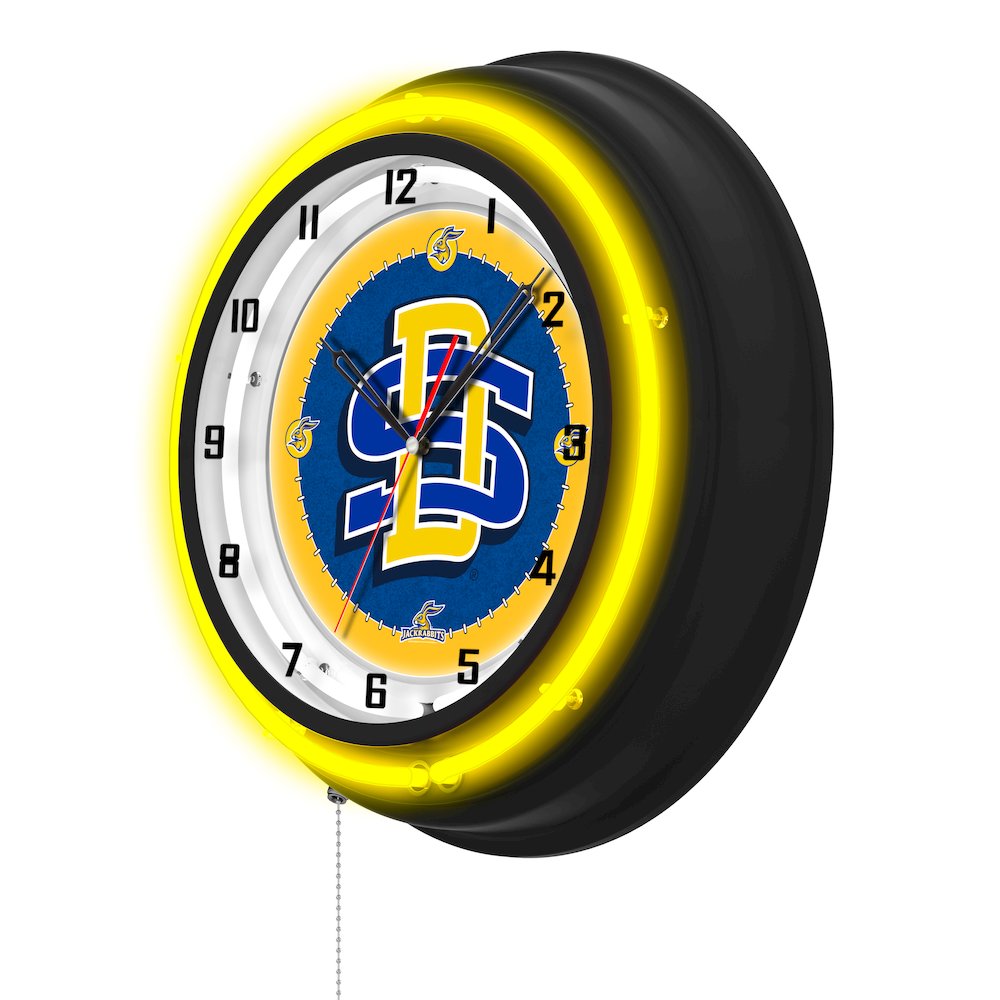 South Dakota State University 19" Double Neon Wall Clock. Picture 2