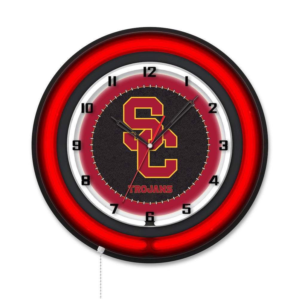 University of Southern California 19" Double Neon Wall Clock. Picture 1