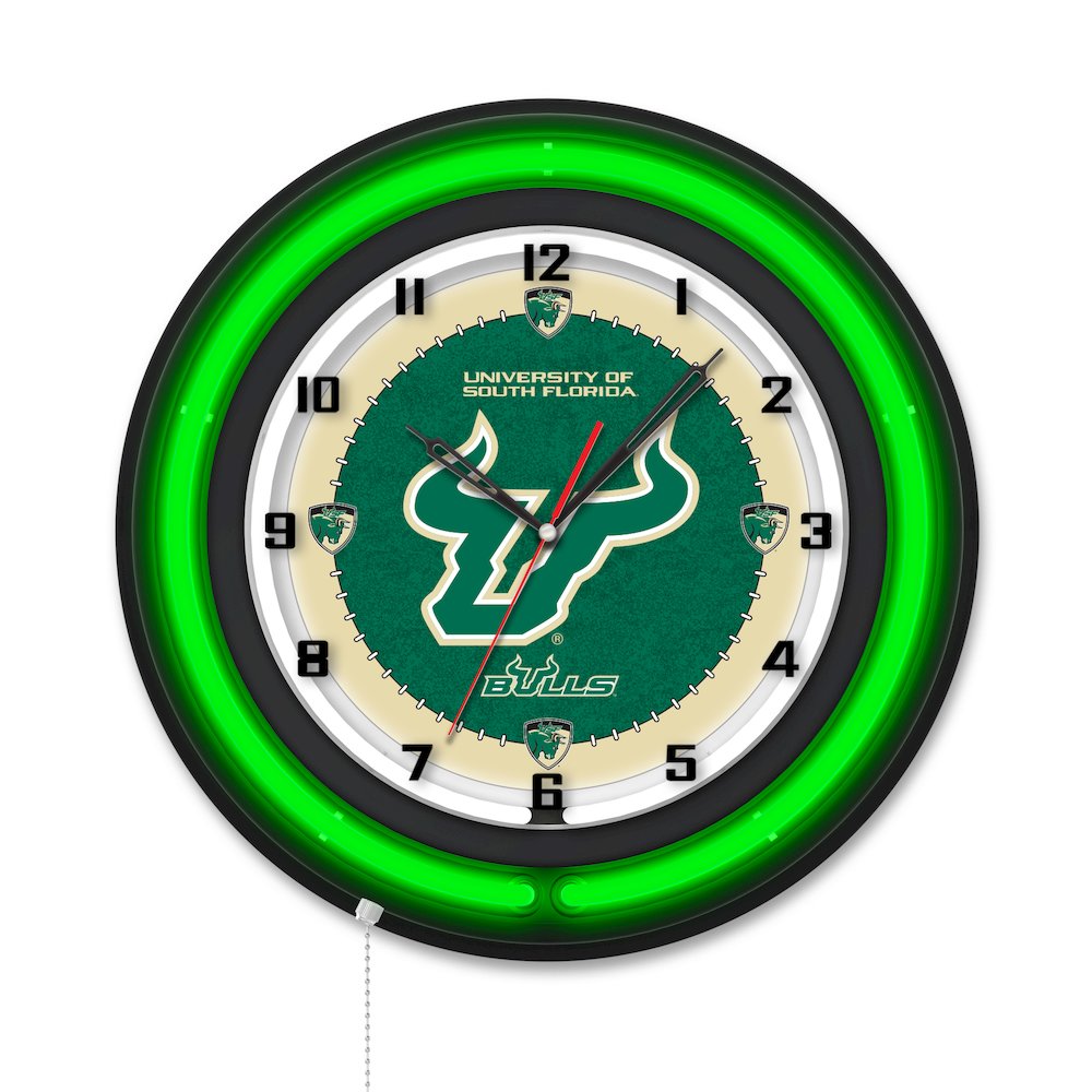 University of South Florida 19" Double Neon Wall Clock. Picture 1