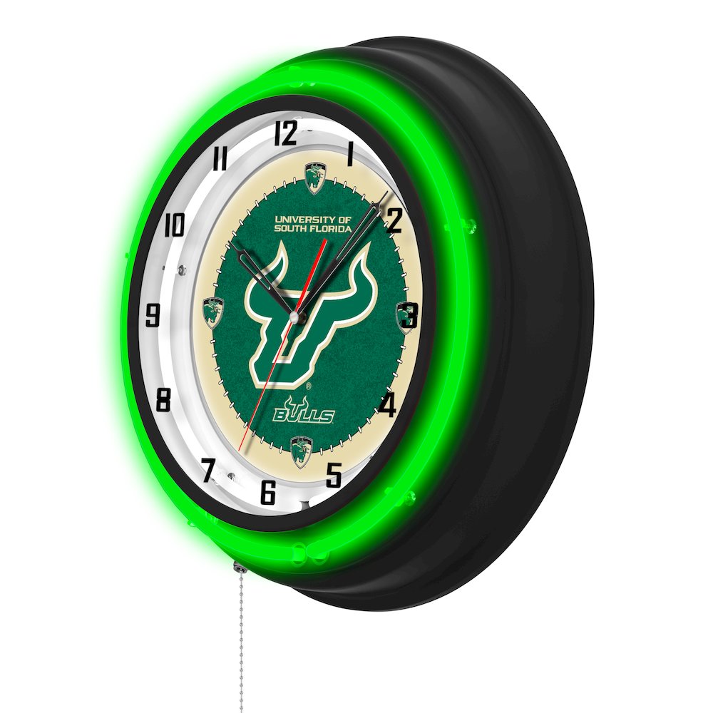 University of South Florida 19" Double Neon Wall Clock. Picture 2