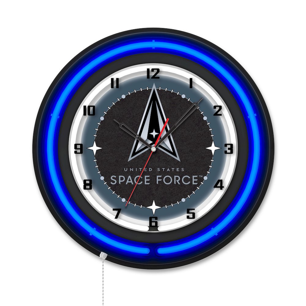 United States Space Force 19" Double Neon Wall Clock. Picture 1