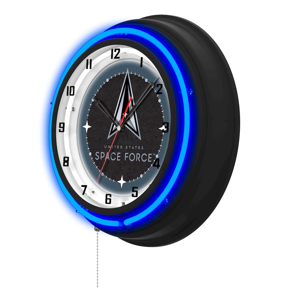 United States Space Force 19" Double Neon Wall Clock. Picture 2