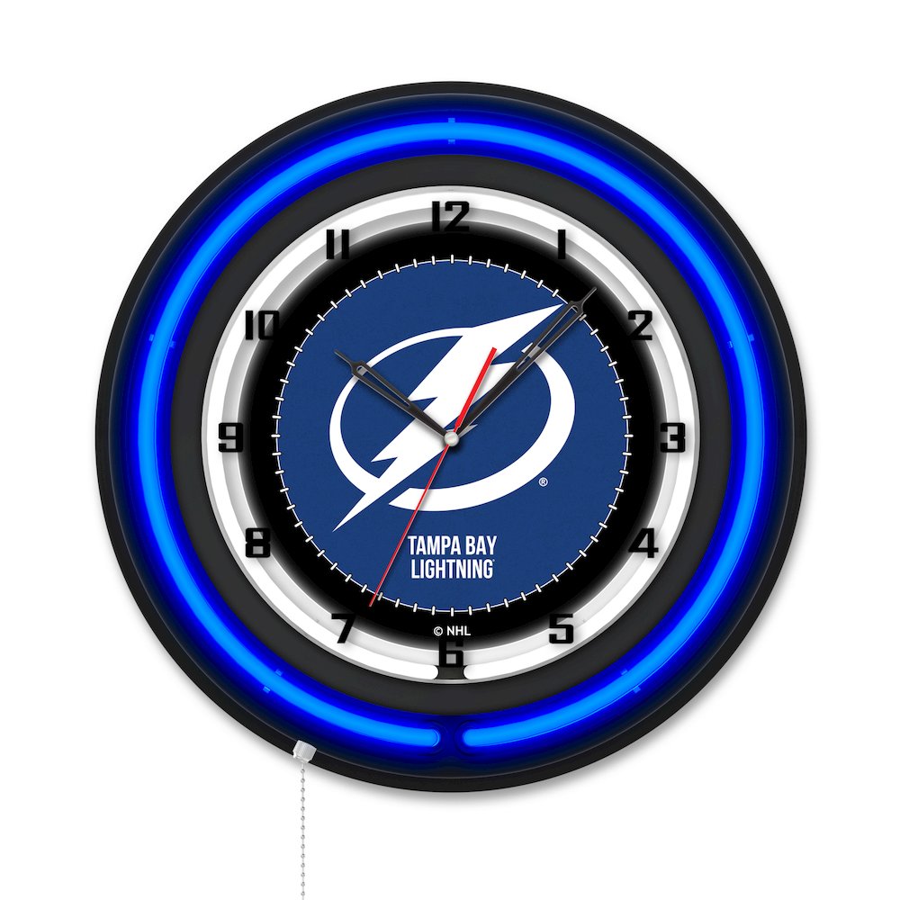Tampa Bay Lightning 19" Double Neon Wall Clock. Picture 1
