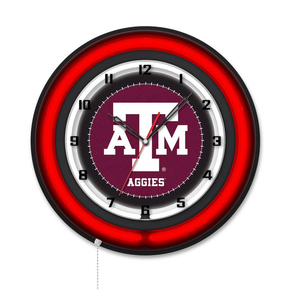 Texas A&M 19" Double Neon Wall Clock. Picture 1