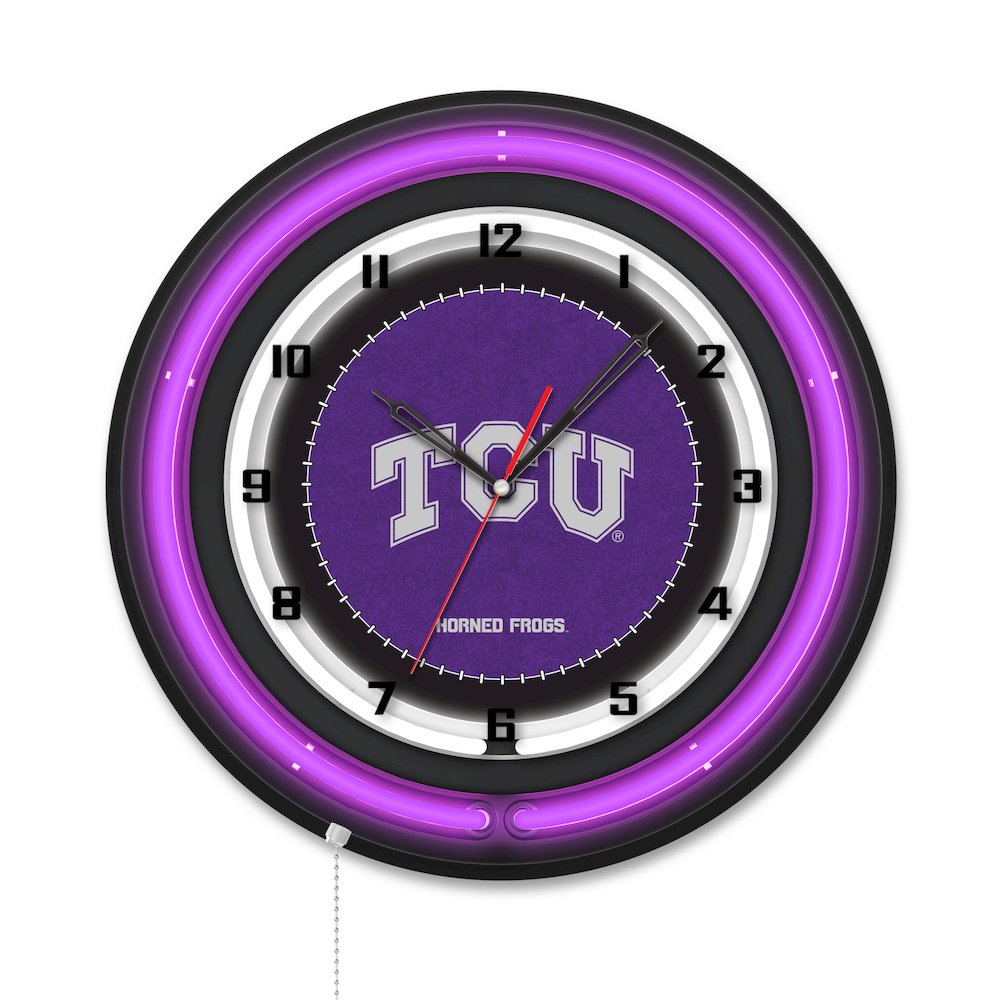 Texas Christian University 19" Double Neon Wall Clock. Picture 1
