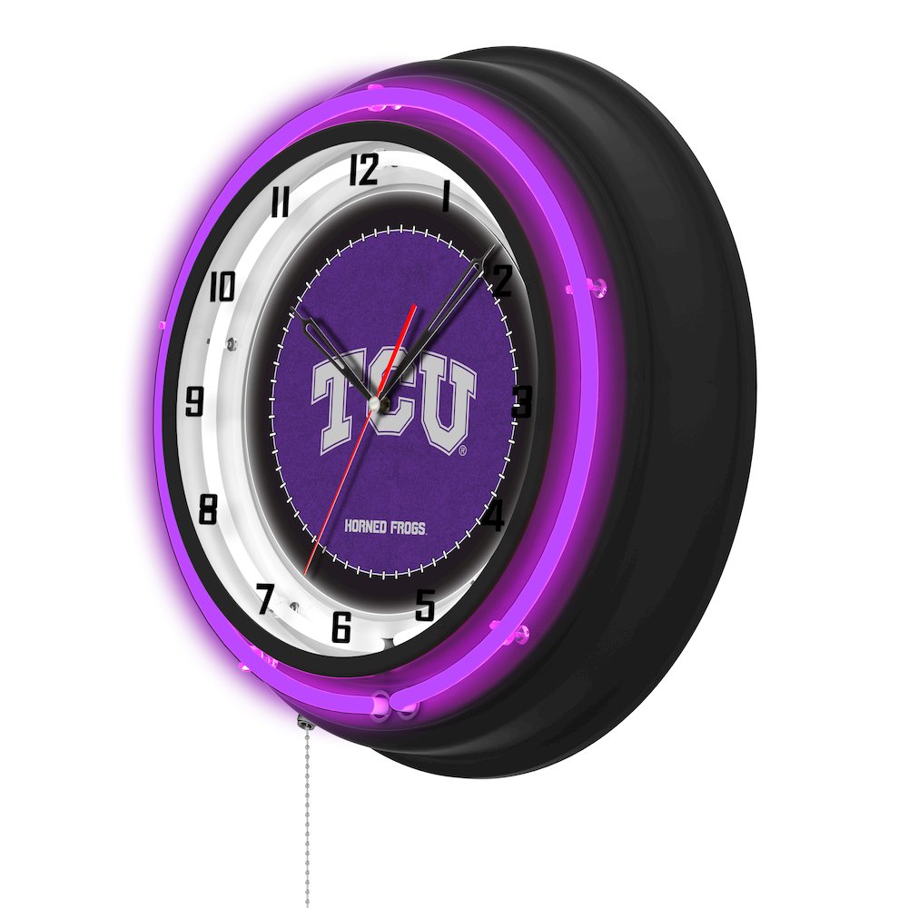 Texas Christian University 19" Double Neon Wall Clock. Picture 2