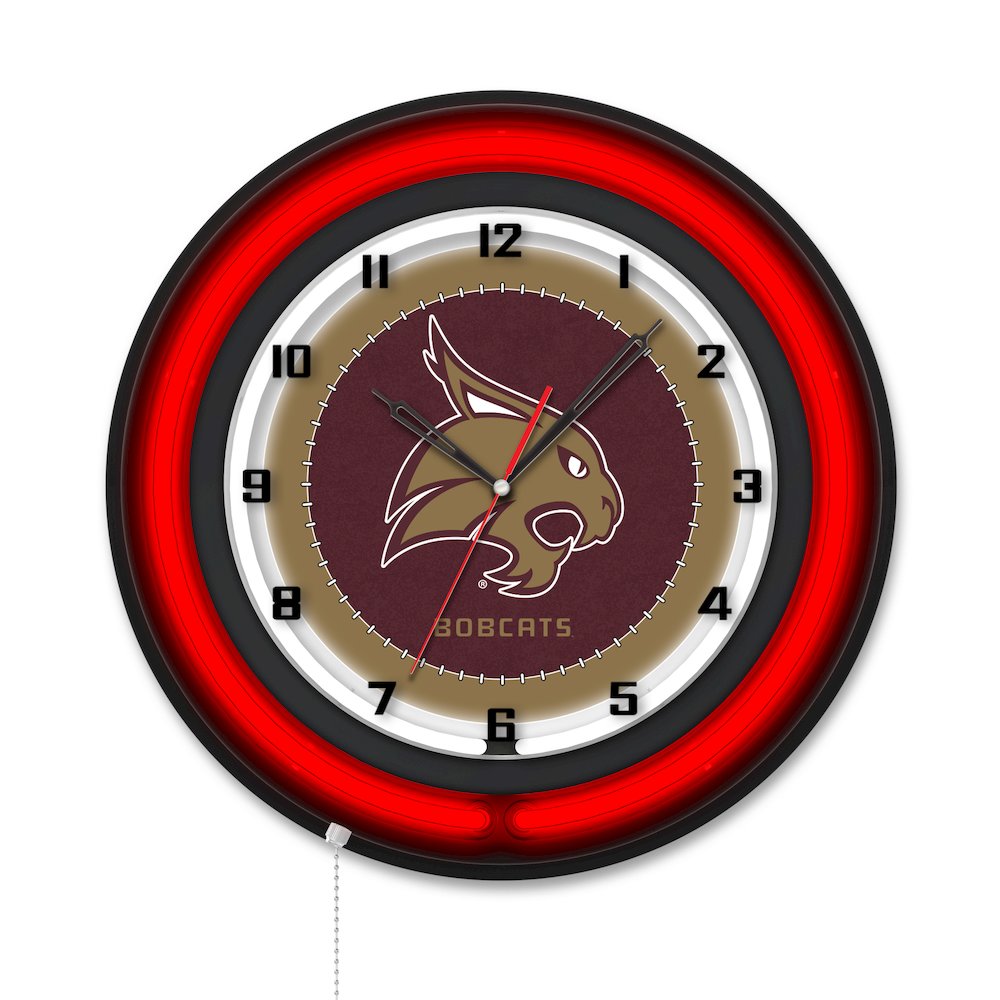 Texas State University 19" Double Neon Wall Clock. Picture 1
