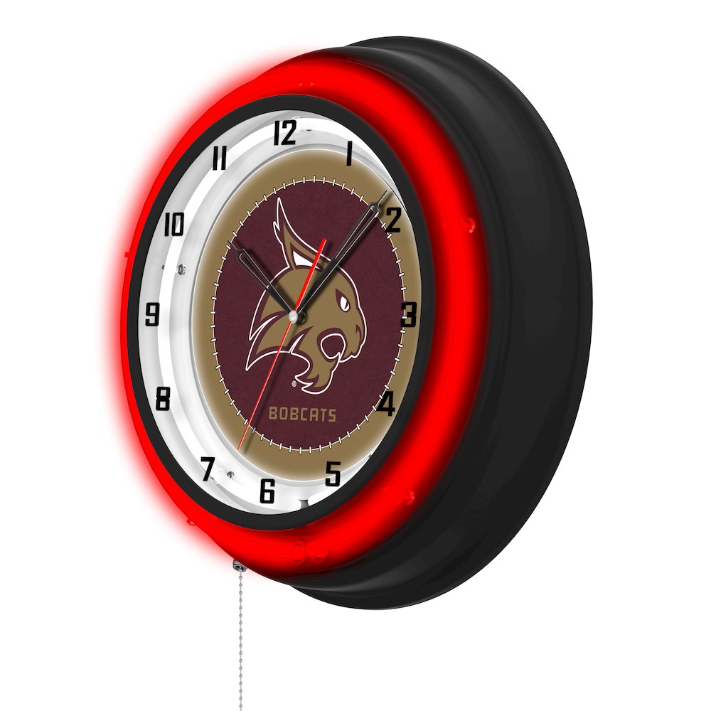 Texas State University 19" Double Neon Wall Clock. Picture 2