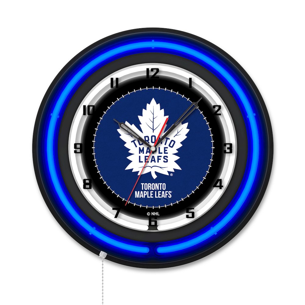 Toronto Maple Leafs 19" Double Neon Wall Clock. Picture 1